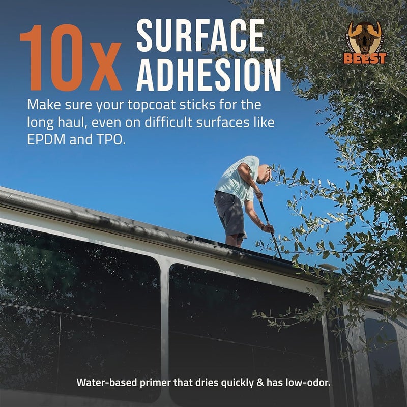 BEEST Multi-Purpose Primer - Gray, 1 Gallon Covers up to 250 Sq Ft| Liquid Rubber Deck Coating - Elastomeric Roof Coating - Water-Based, High-Adhesion Bonding Primer for Concrete, Metal, Wood, TPO - Image 3